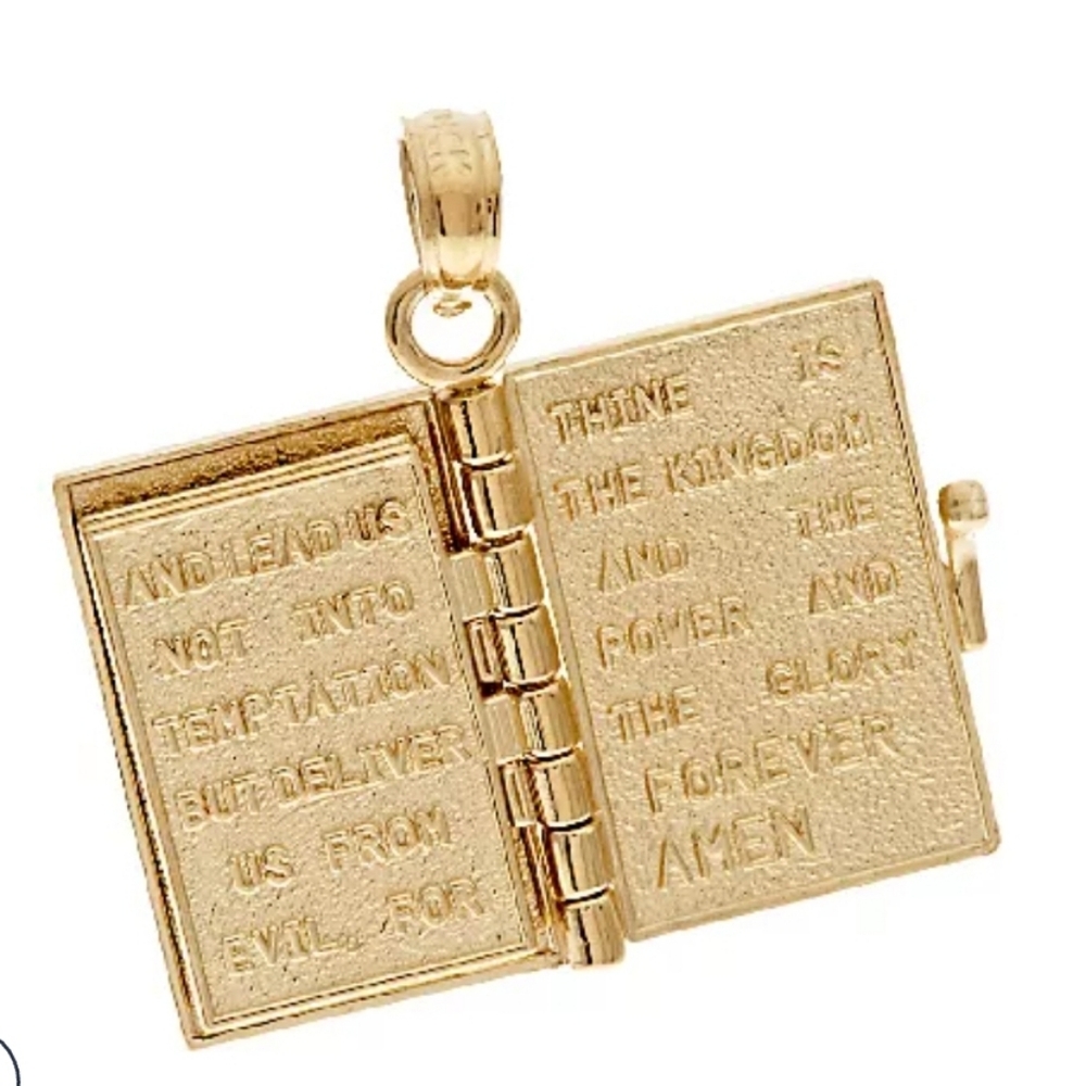 Gorgeous Solid 14k Yellow Gold 3D Bible Pendant Necklace 💛 🙏 - Picture 4 of 8